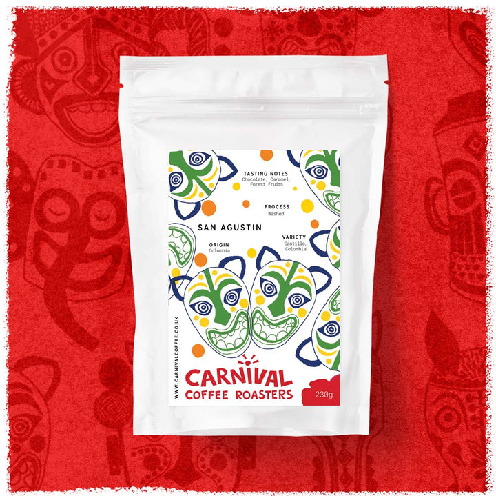 PIcture of packaging - bag of San Augustin, Colombian coffee 